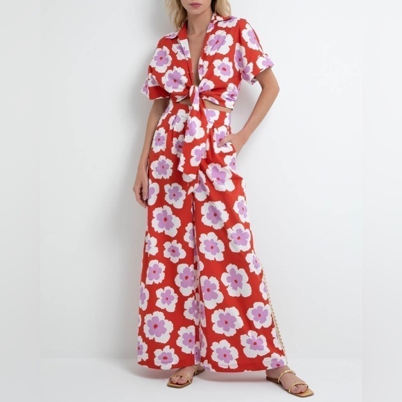 PATBO Windflower tie-front crop top NWT - Picture 5 of 10